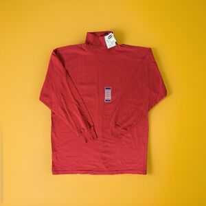 Vintage Bugle Boy T Shirt Long Sleeve Mock Neck Red Large NEW NWT 90s Y2K